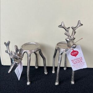 ALDI Reindeer Tea Light Holders Silver